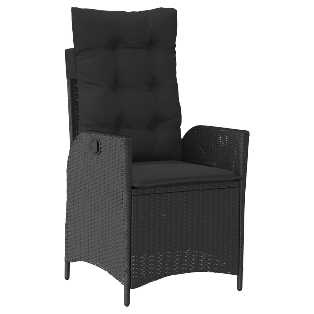 9-dijelni vrtni blagovaonski set s jastucima crni od poliratana Crna 200 x 100 x 74 cm