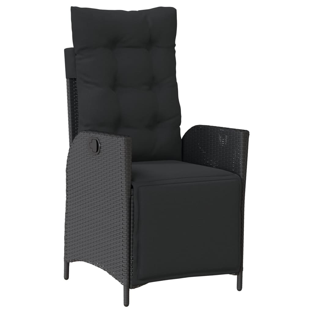 9-dijelni vrtni blagovaonski set s jastucima crni od poliratana Crna 200 x 100 x 74 cm