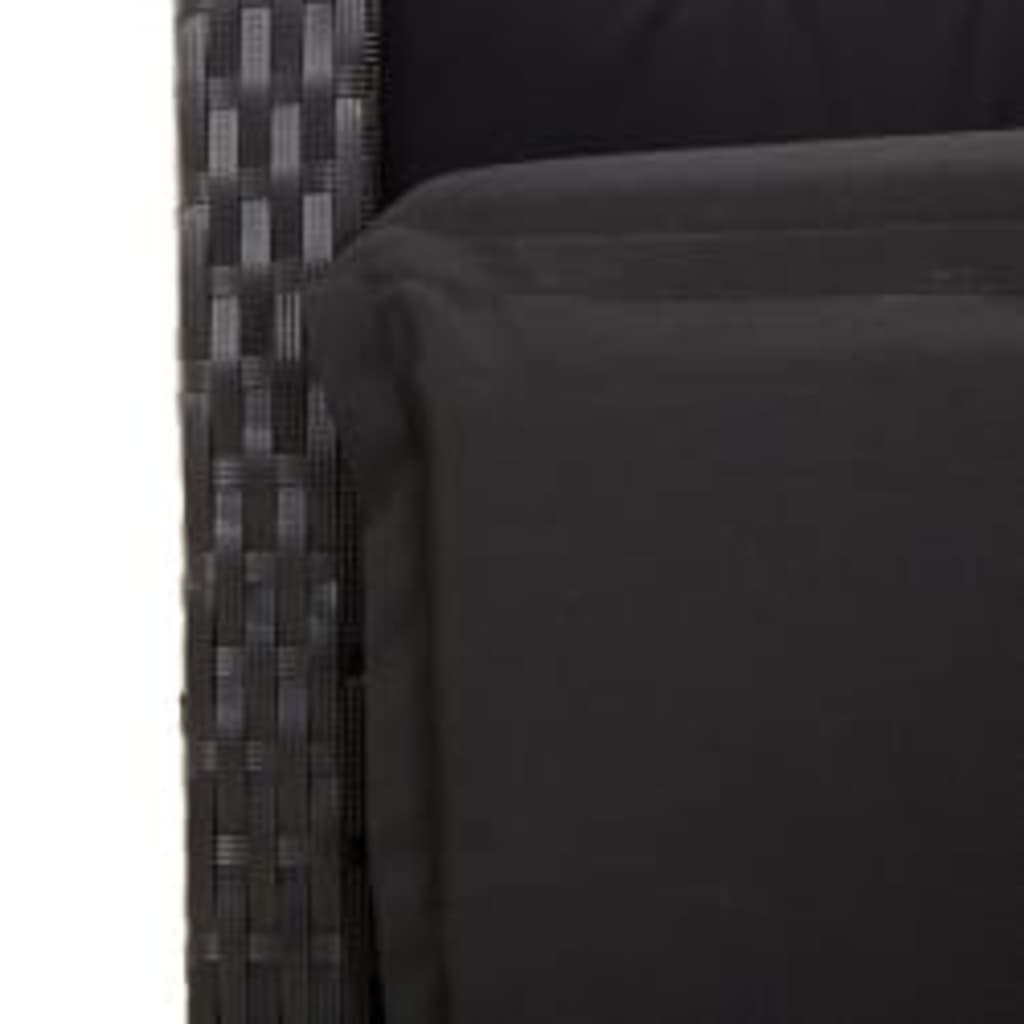 9-dijelni vrtni blagovaonski set s jastucima crni od poliratana Crna 200 x 100 x 74 cm