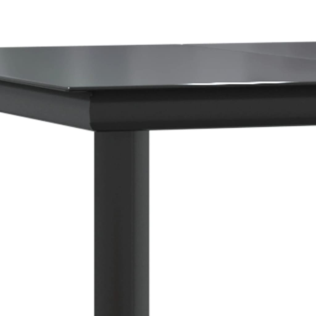 9-dijelni vrtni blagovaonski set s jastucima crni od poliratana Crna 200 x 100 x 74 cm