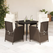 5-dijelni vrtni blagovaonski set s jastucima poliratan smeđi Smeđa 80 x 80 x 74 cm