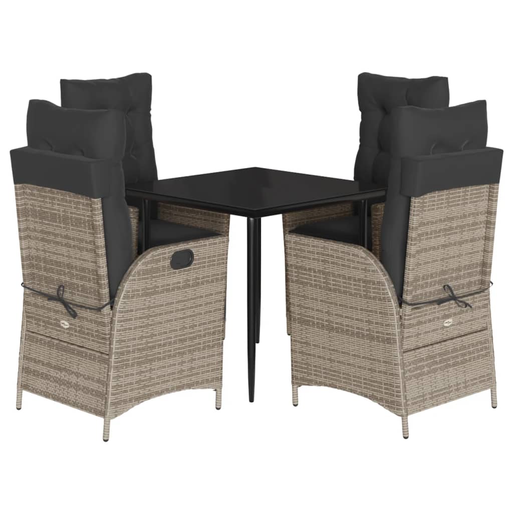 5-dijelni vrtni blagovaonski set sivi od poliratana Siva 80 x 80 x 74 cm