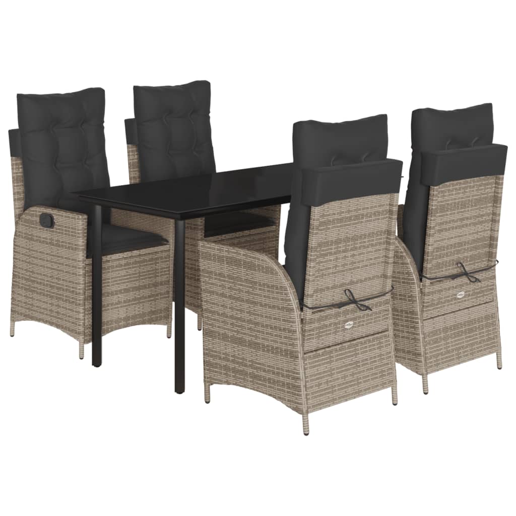 5-dijelni vrtni blagovaonski set sivi od poliratana Siva 140 x 70 x 74 cm
