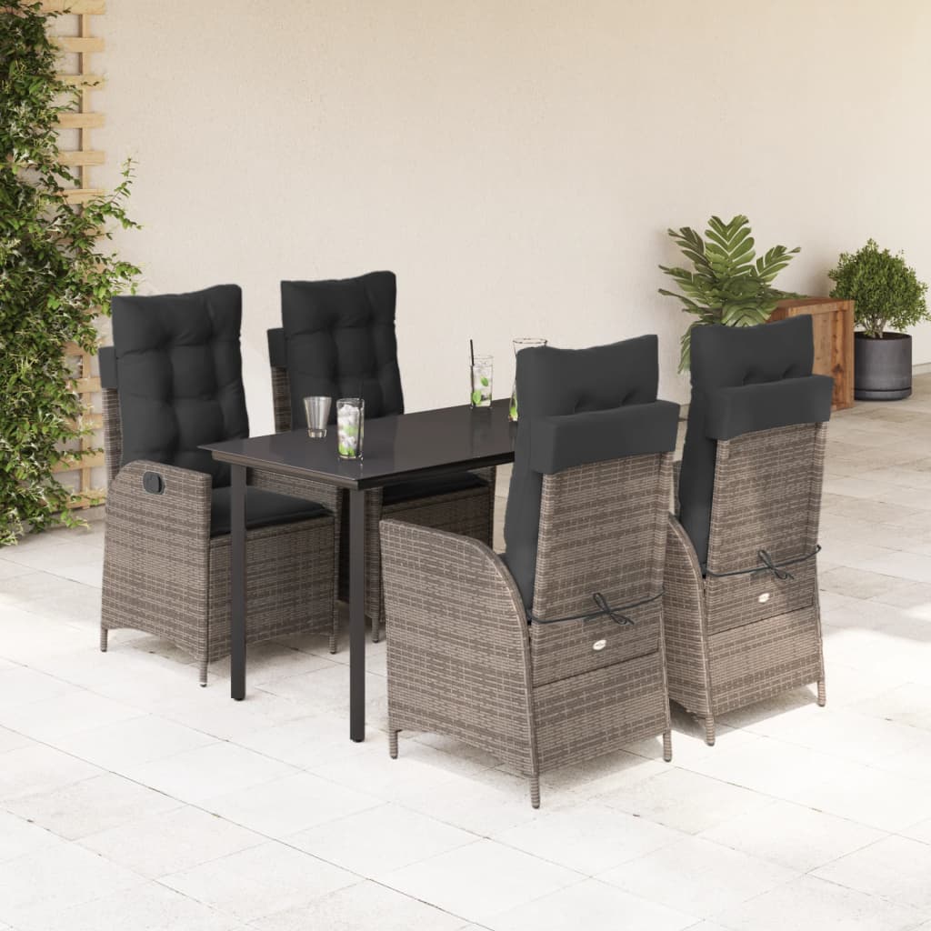 5-dijelni vrtni blagovaonski set sivi od poliratana Siva 140 x 70 x 74 cm