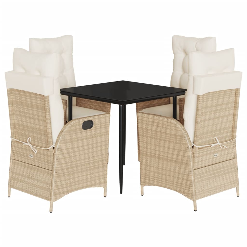 5-dijelni vrtni blagovaonski set od poliratana s jastucima bež 80 x 80 x 74 cm