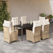 7-dijelni vrtni blagovaonski set od poliratana s jastucima bež 160 x 80 x 74 cm