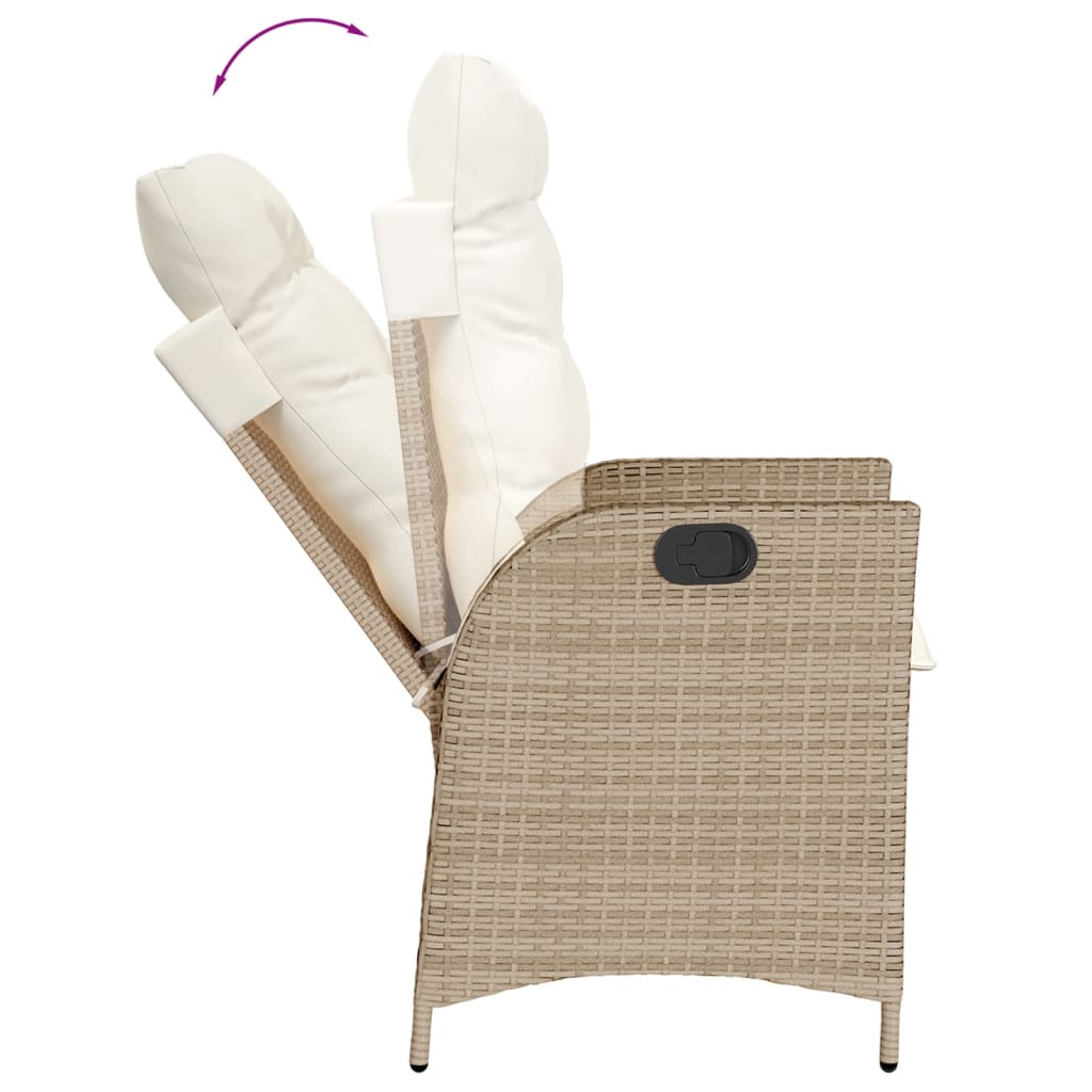 9-dijelni vrtni blagovaonski set od poliratana s jastucima bež 200 x 100 x 74 cm