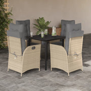 5-dijelni vrtni blagovaonski set od poliratana s jastucima bež 80 x 80 x 74 cm