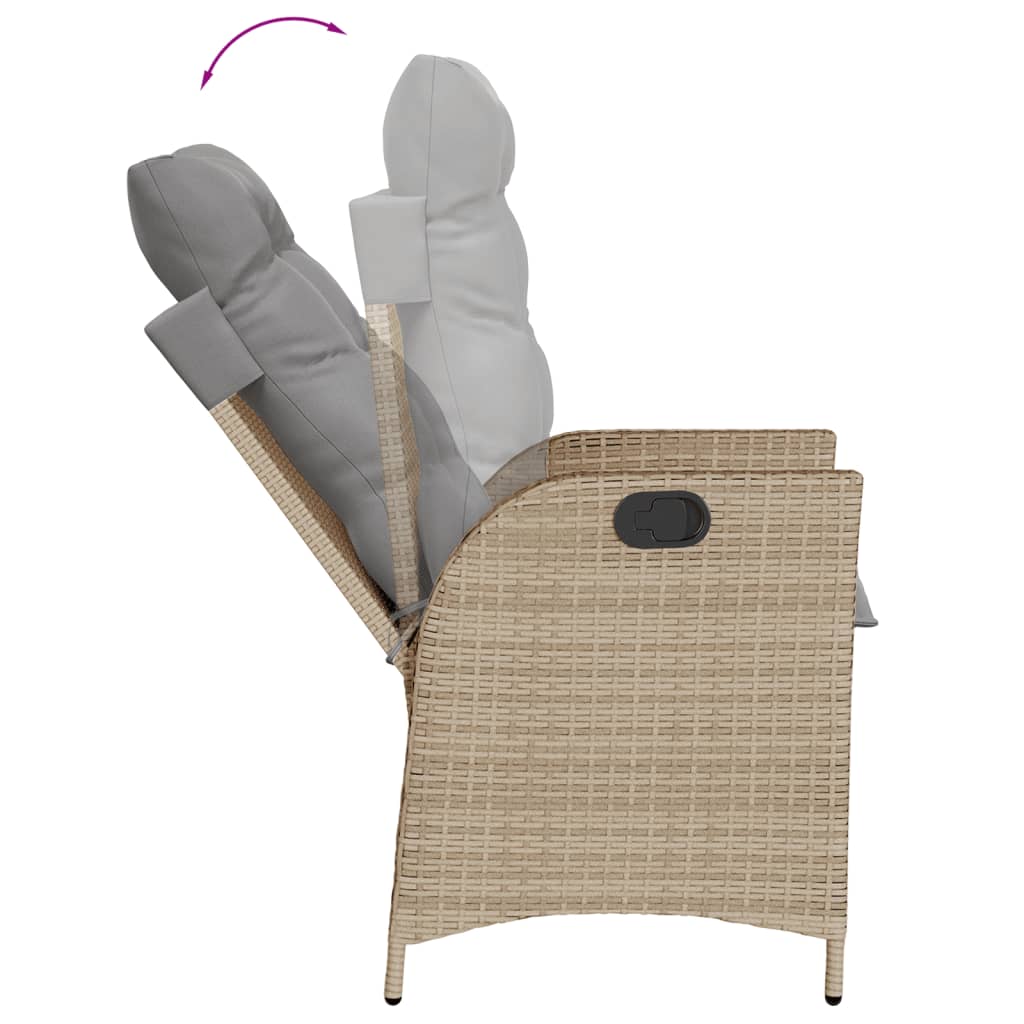 7-dijelni vrtni blagovaonski set od poliratana s jastucima bež 160 x 80 x 74 cm