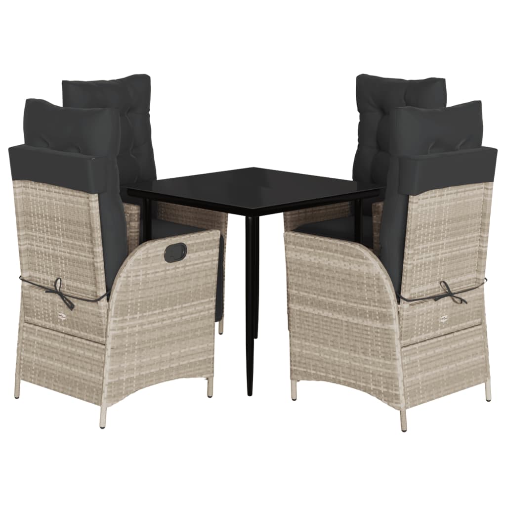 5-dijelni vrtni blagovaonski set od poliratana s jastucima sivi Siva 80 x 80 x 74 cm