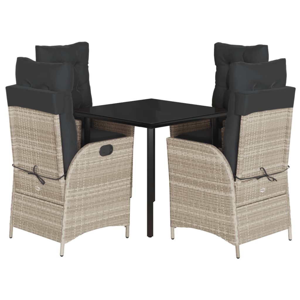 5-dijelni vrtni blagovaonski set od poliratana s jastucima sivi Siva 80 x 80 x 74 cm