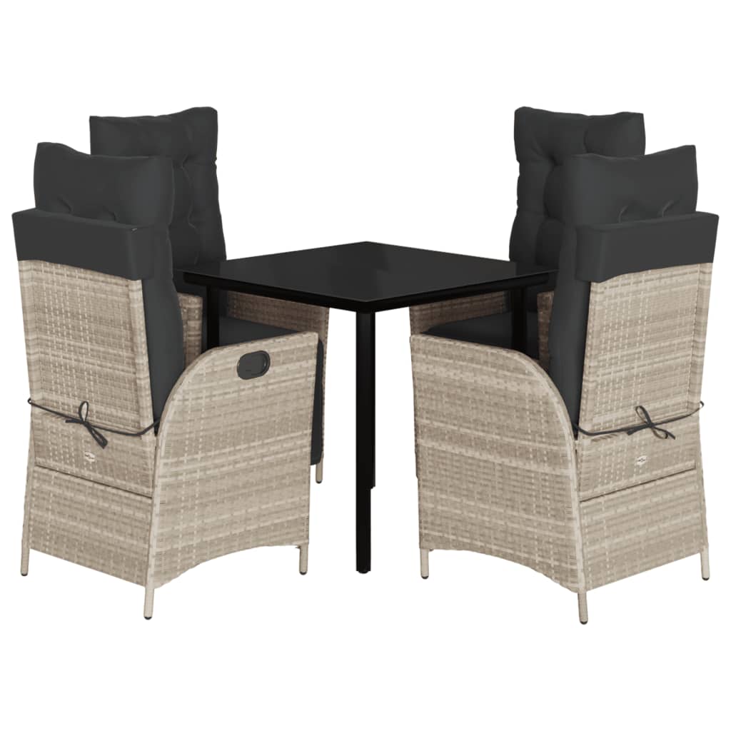 5-dijelni vrtni blagovaonski set od poliratana s jastucima sivi Siva 80 x 80 x 74 cm