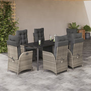 7-dijelni vrtni blagovaonski set od poliratana s jastucima sivi Siva 160 x 80 x 74 cm