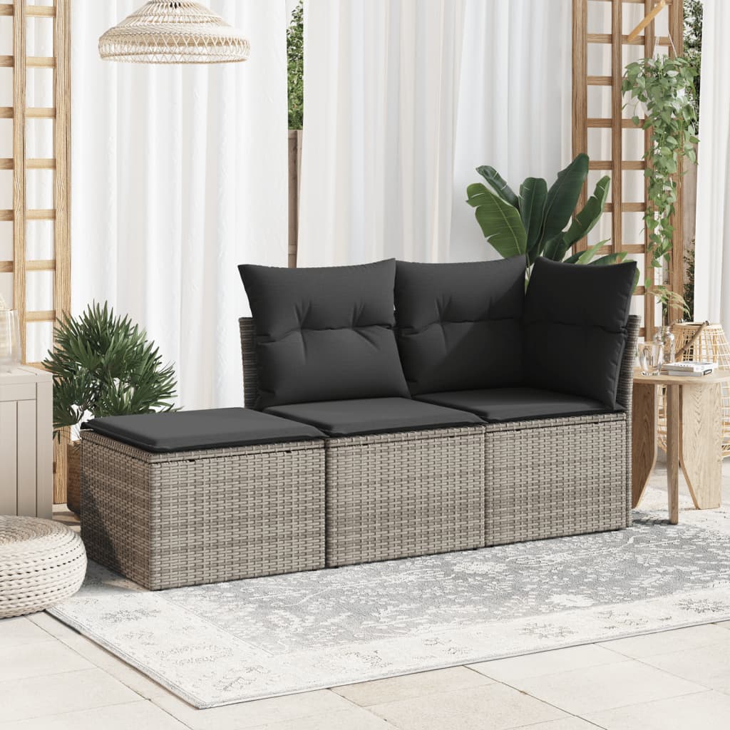 Vrtni tabure s jastukom sivi 55 x 55 x 37 cm od poliratana Siva