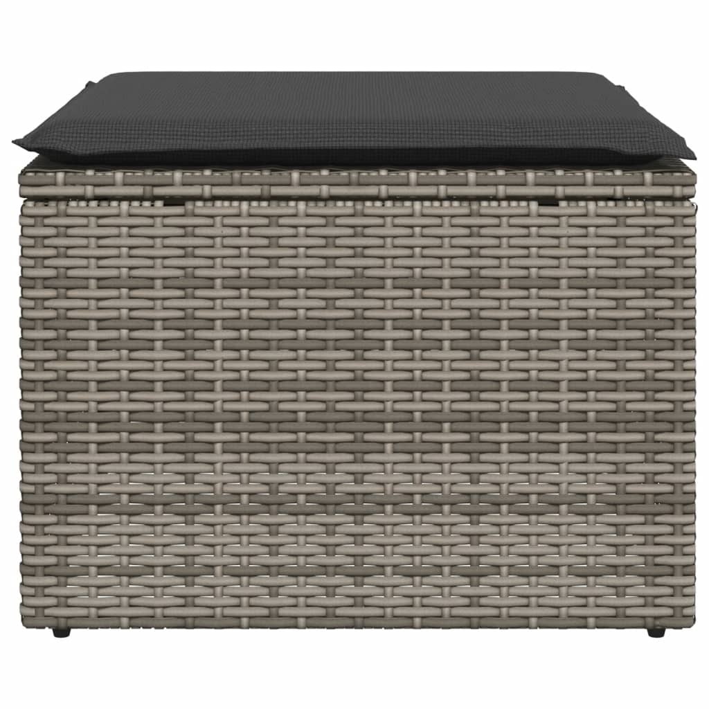 Vrtni tabure s jastukom sivi 55 x 55 x 37 cm od poliratana Siva