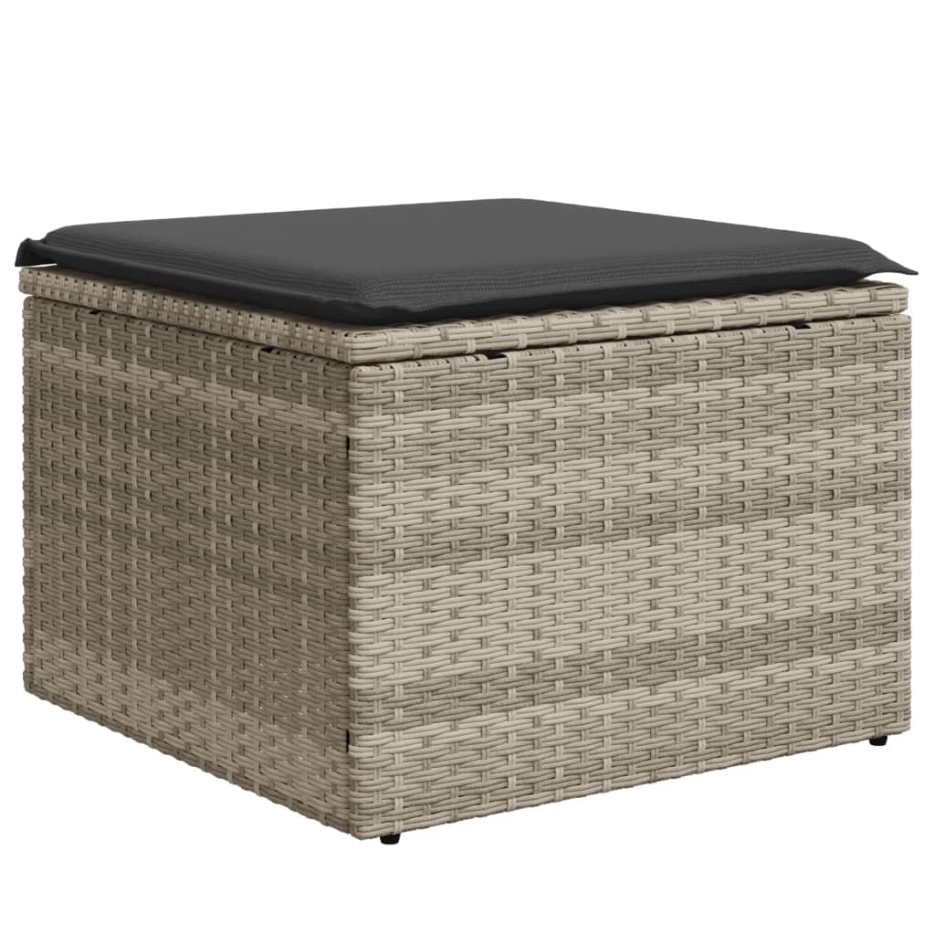 Vrtni tabure s jastukom svijetlosivi 55x55x37 cm od poliratana Siva
