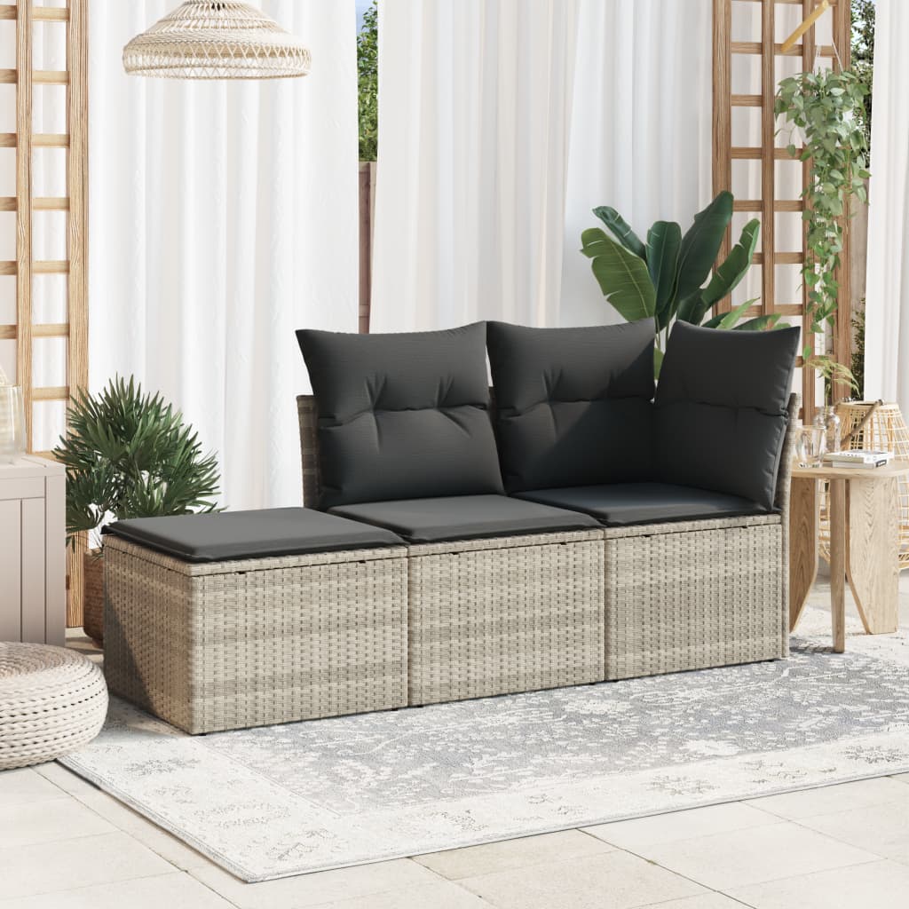 Vrtni tabure s jastukom svijetlosivi 55x55x37 cm od poliratana Siva