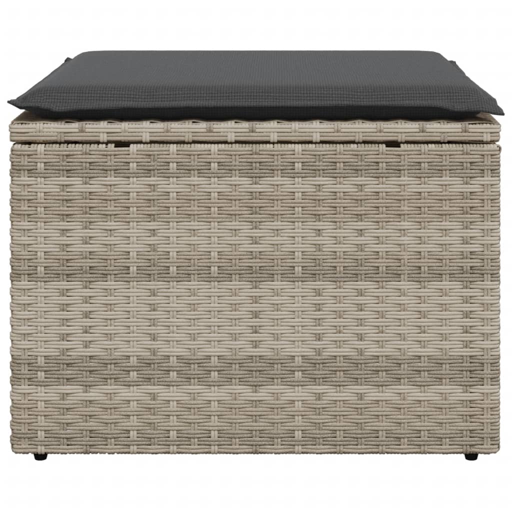 Vrtni tabure s jastukom svijetlosivi 55x55x37 cm od poliratana Siva