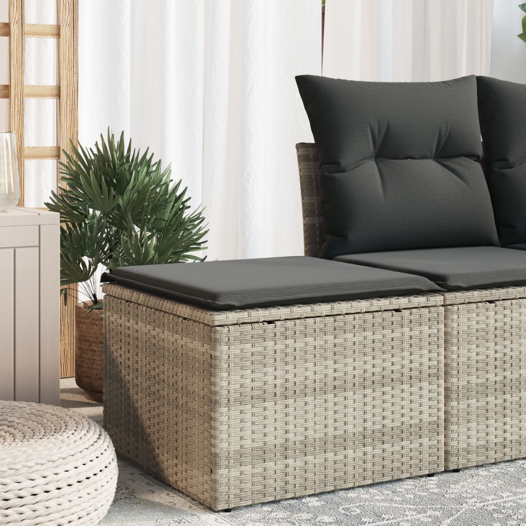 Vrtni tabure s jastukom svijetlosivi 55x55x37 cm od poliratana Siva