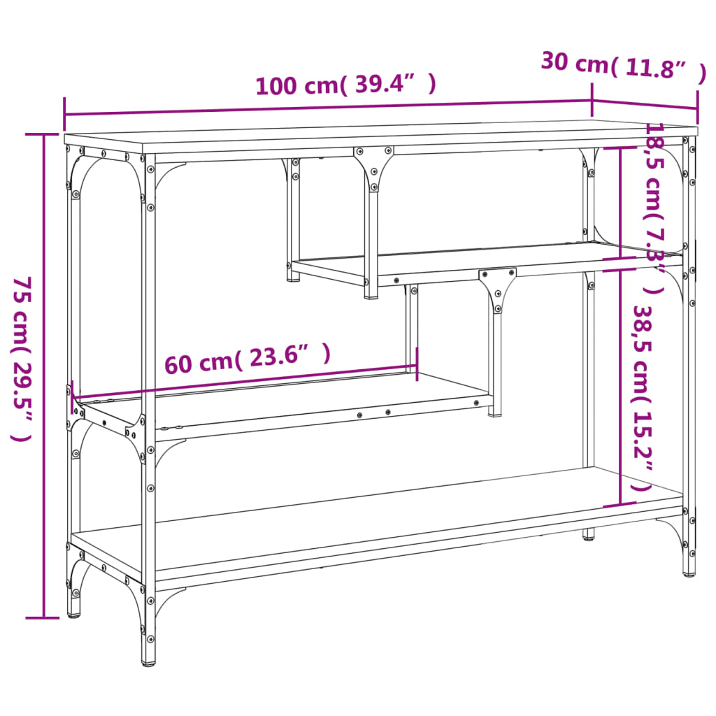 Konzolni stol boja smeđeg hrasta 100x30x75 cm konstruirano drvo