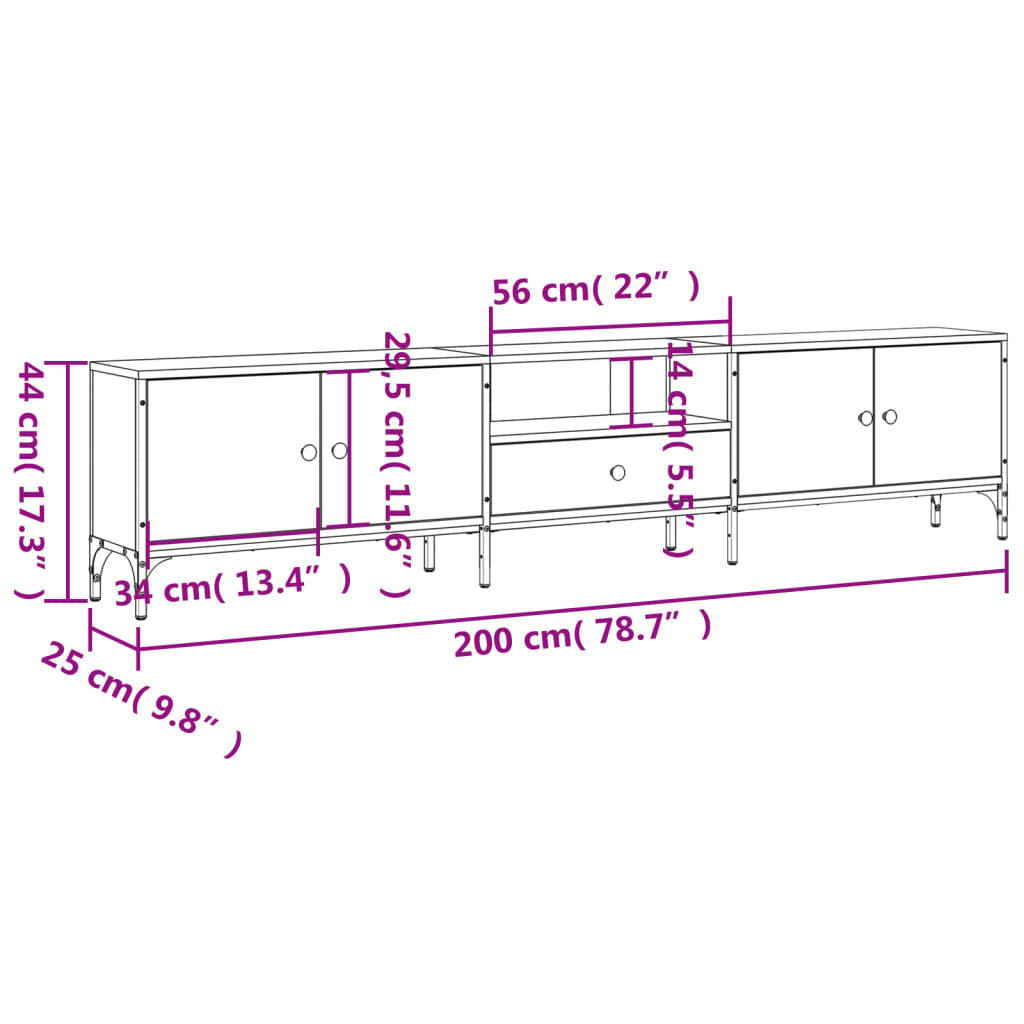 TV ormarić s ladicom boja hrasta 200x25x44 cm konstruirano drvo