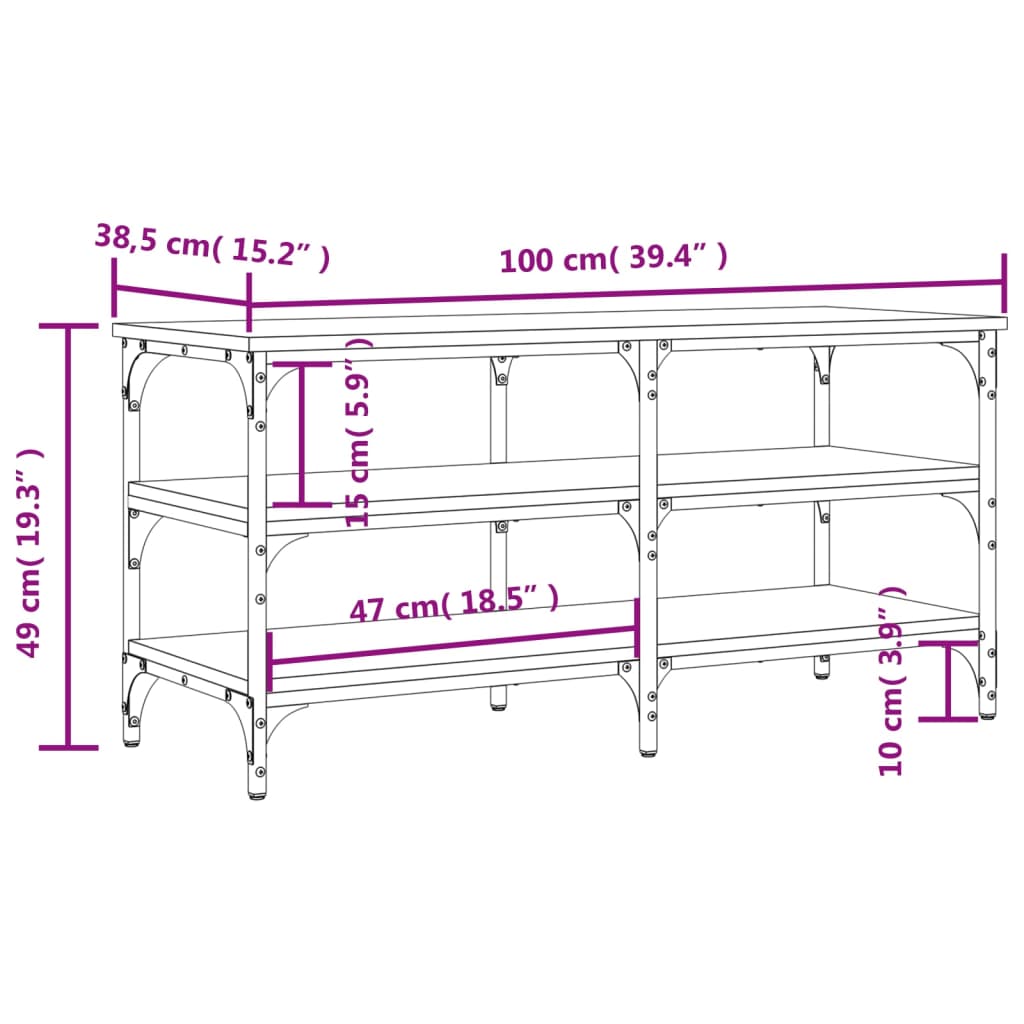 Klupa za cipele boja hrasta 100x38,5x49 cm konstruirano drvo