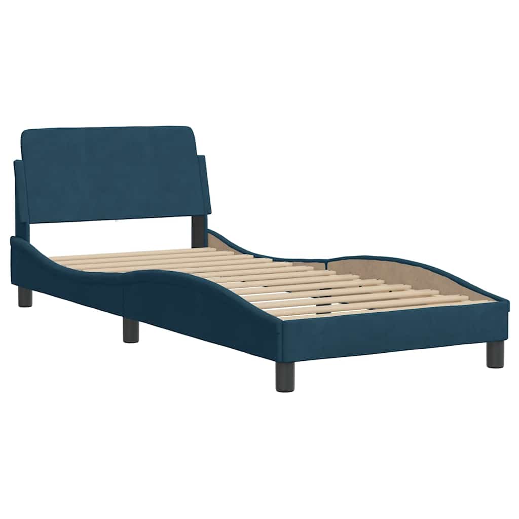 Krevet s madracem Dover plavi 90x190 cm baršunasti