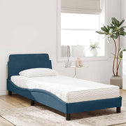 Krevet s madracem Dover plavi 90x190 cm baršunasti