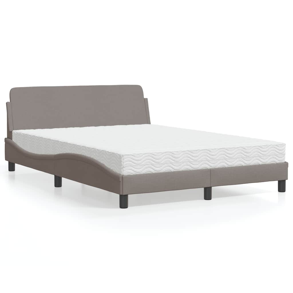 Krevet s madracem Dover smeđesivi 140x200 cm tkanina