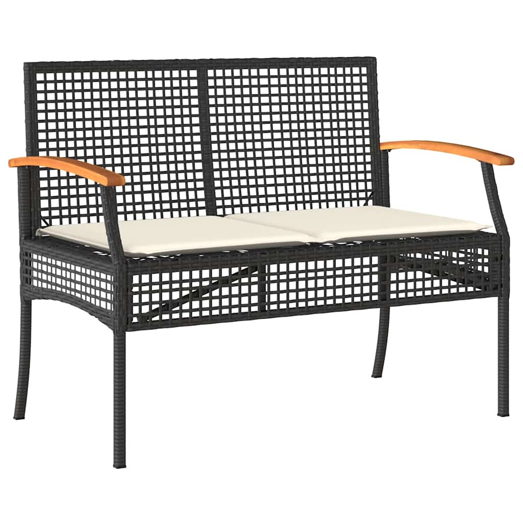 4-dijelni vrtni blagovaonski set od poliratana s jastucima crni Crna 140 cm table length