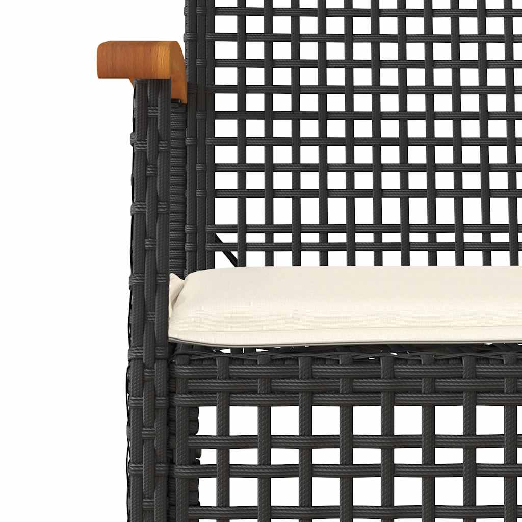 4-dijelni vrtni blagovaonski set od poliratana s jastucima crni Crna 140 cm table length