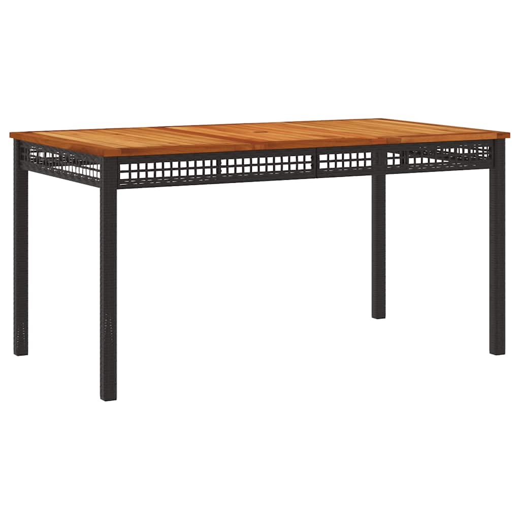 4-dijelni vrtni blagovaonski set od poliratana s jastucima crni Crna 140 cm table length