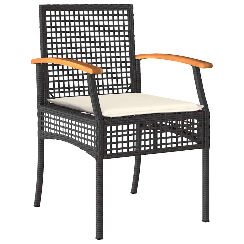 5-dijelni vrtni blagovaonski set s jastucima od poliratana crni Crna 140 cm table length