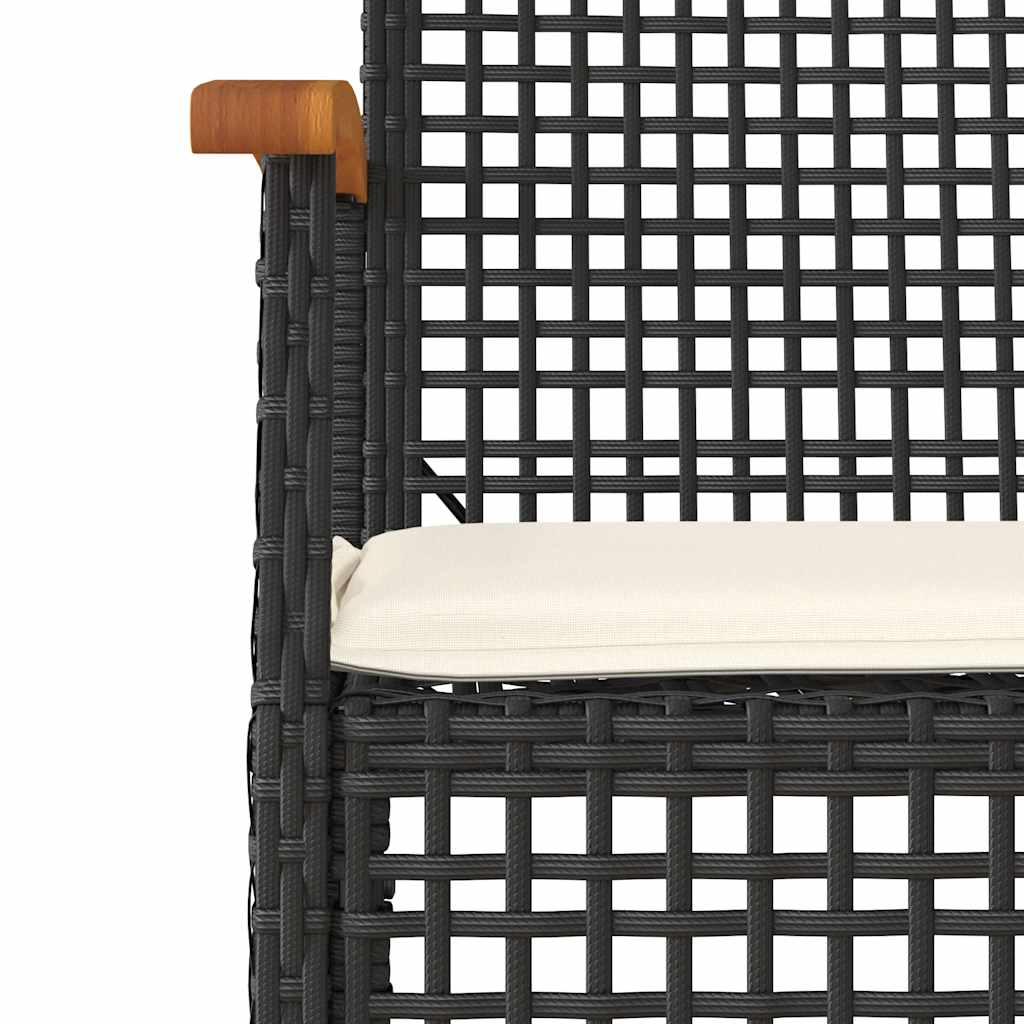 5-dijelni vrtni blagovaonski set s jastucima od poliratana crni Crna 140 cm table length