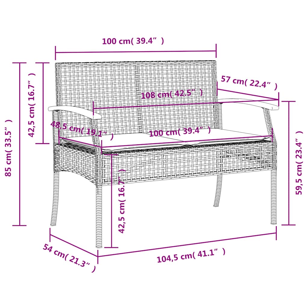 5-dijelni vrtni blagovaonski set s jastucima od poliratana crni Crna 140 cm table length