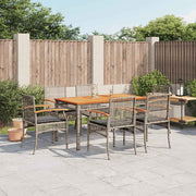 7-dijelni vrtni blagovaonski set sivi od poliratana Siva 140 cm table length