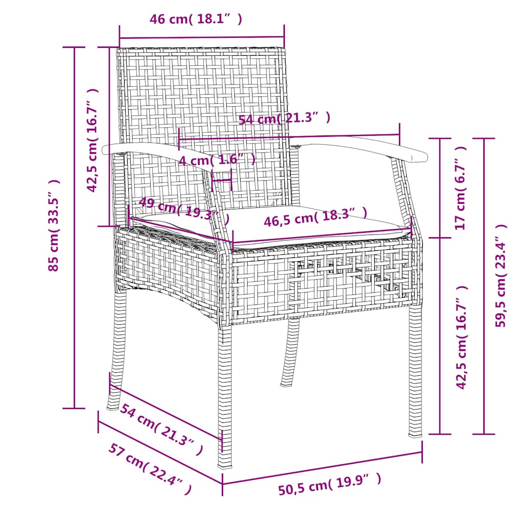 7-dijelni vrtni blagovaonski set sivi od poliratana Siva 140 cm table length