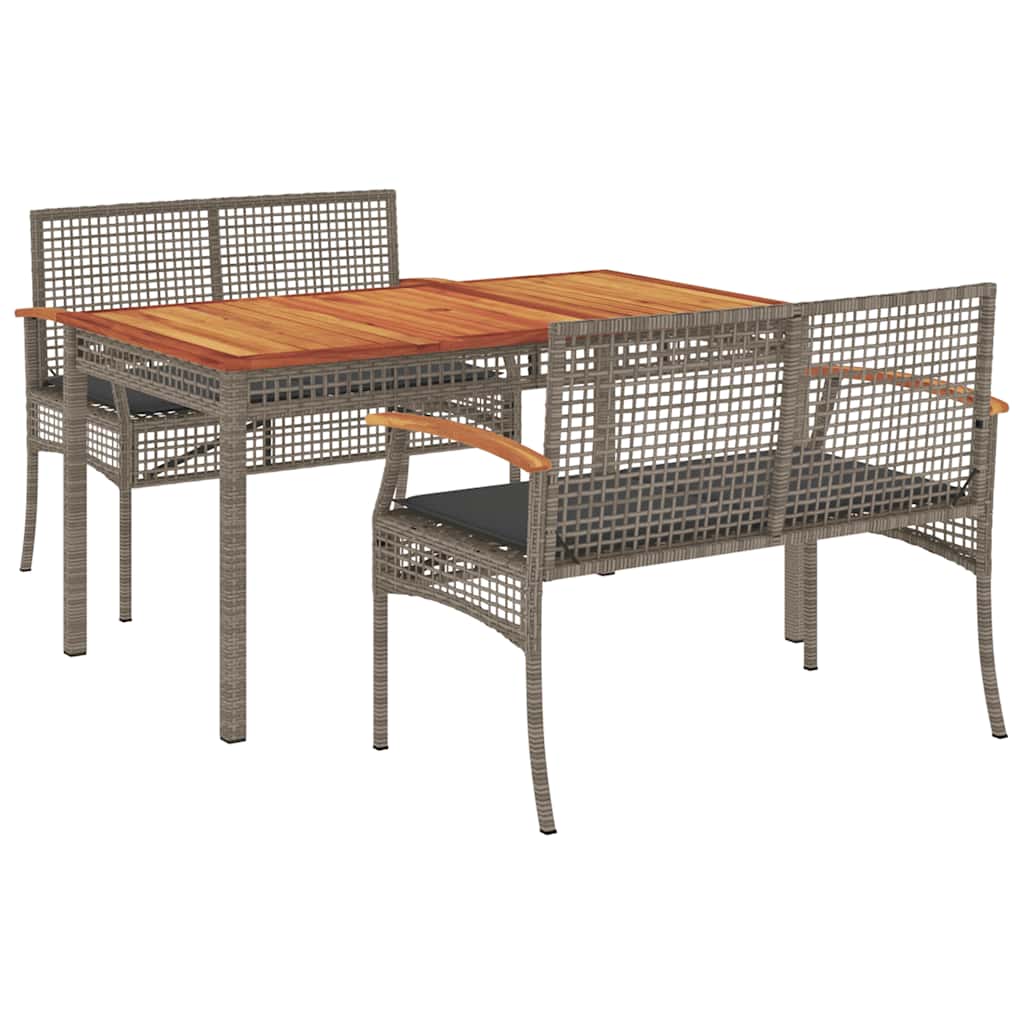 3-dijelni vrtni blagovaonski set sivi od poliratana Siva 140 cm table length