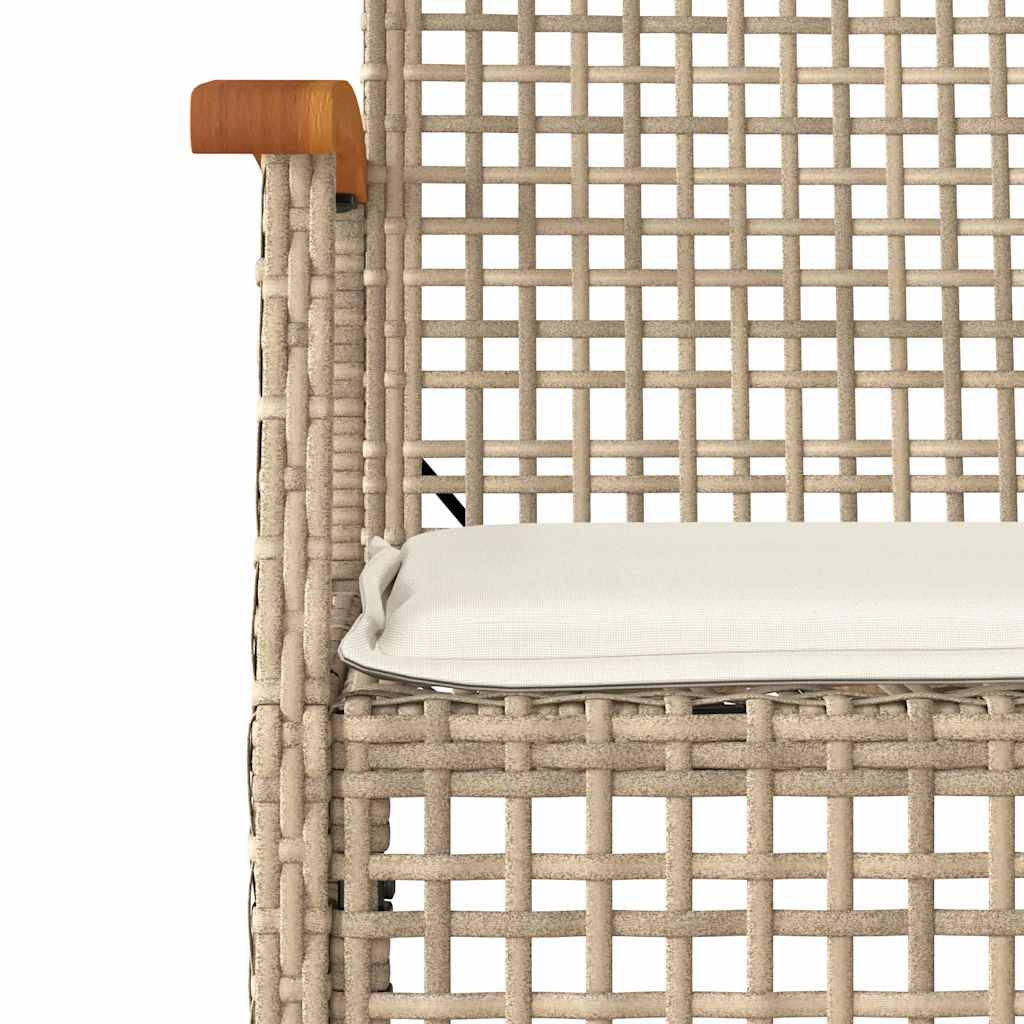 3-dijelni vrtni blagovaonski set od poliratana s jastucima bež 140 cm table length