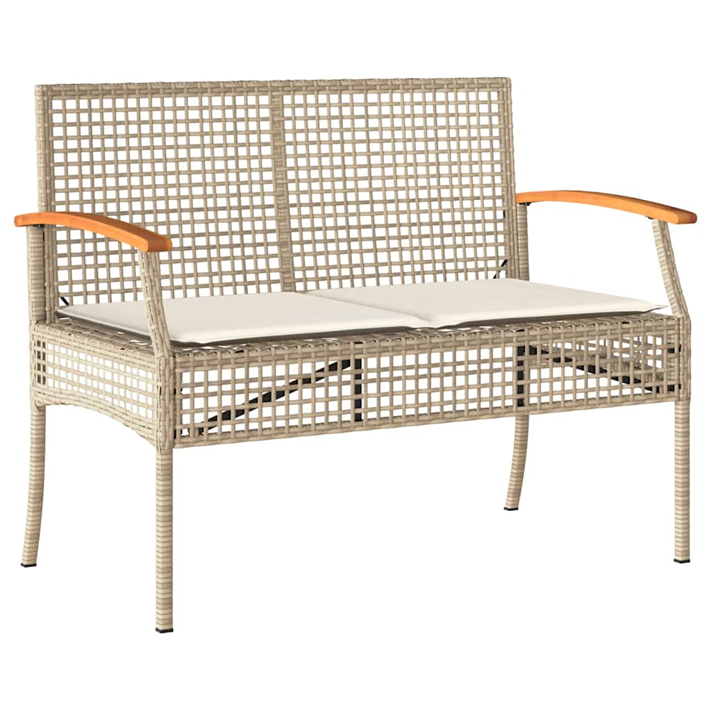 3-dijelni vrtni blagovaonski set od poliratana s jastucima bež 140 cm table length