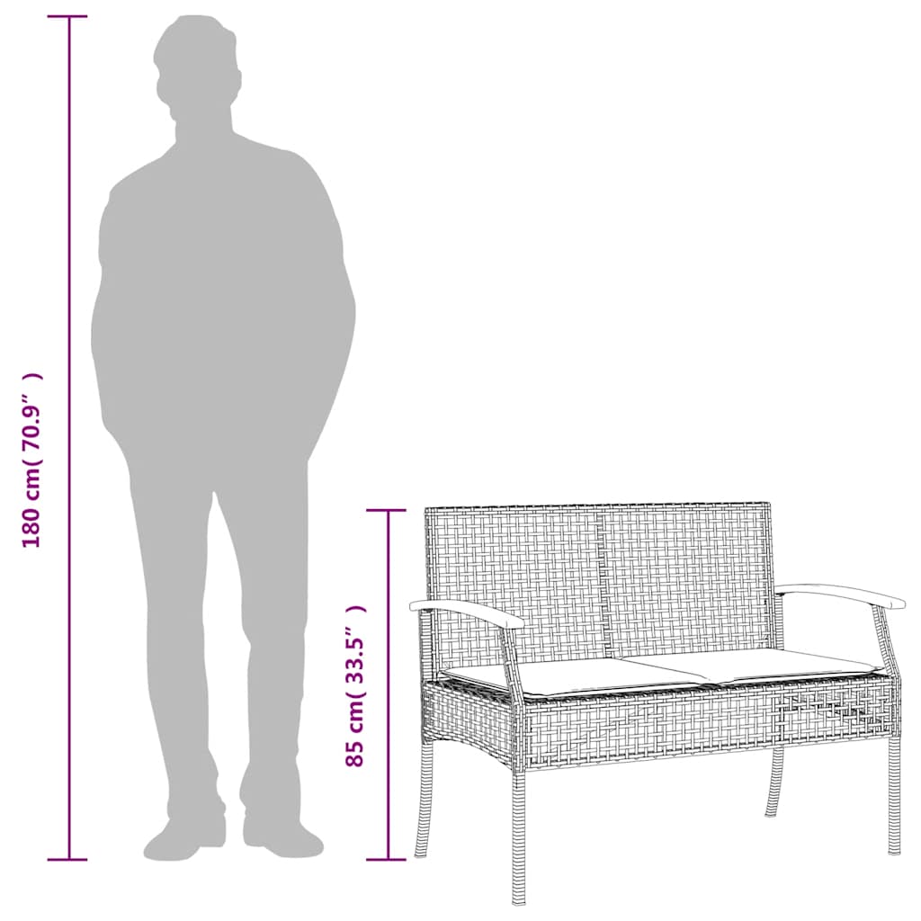 3-dijelni vrtni blagovaonski set od poliratana s jastucima bež 140 cm table length