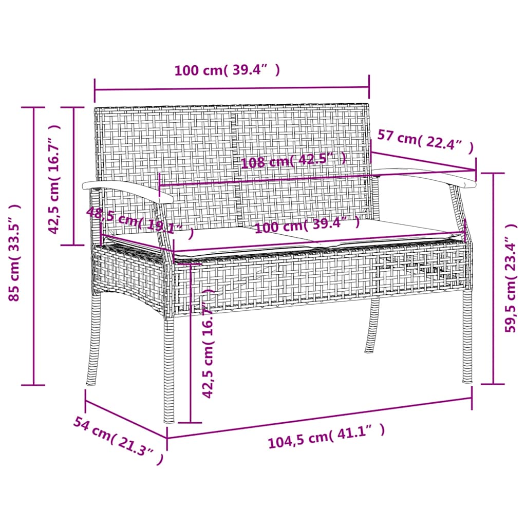 3-dijelni vrtni blagovaonski set od poliratana s jastucima bež 140 cm table length