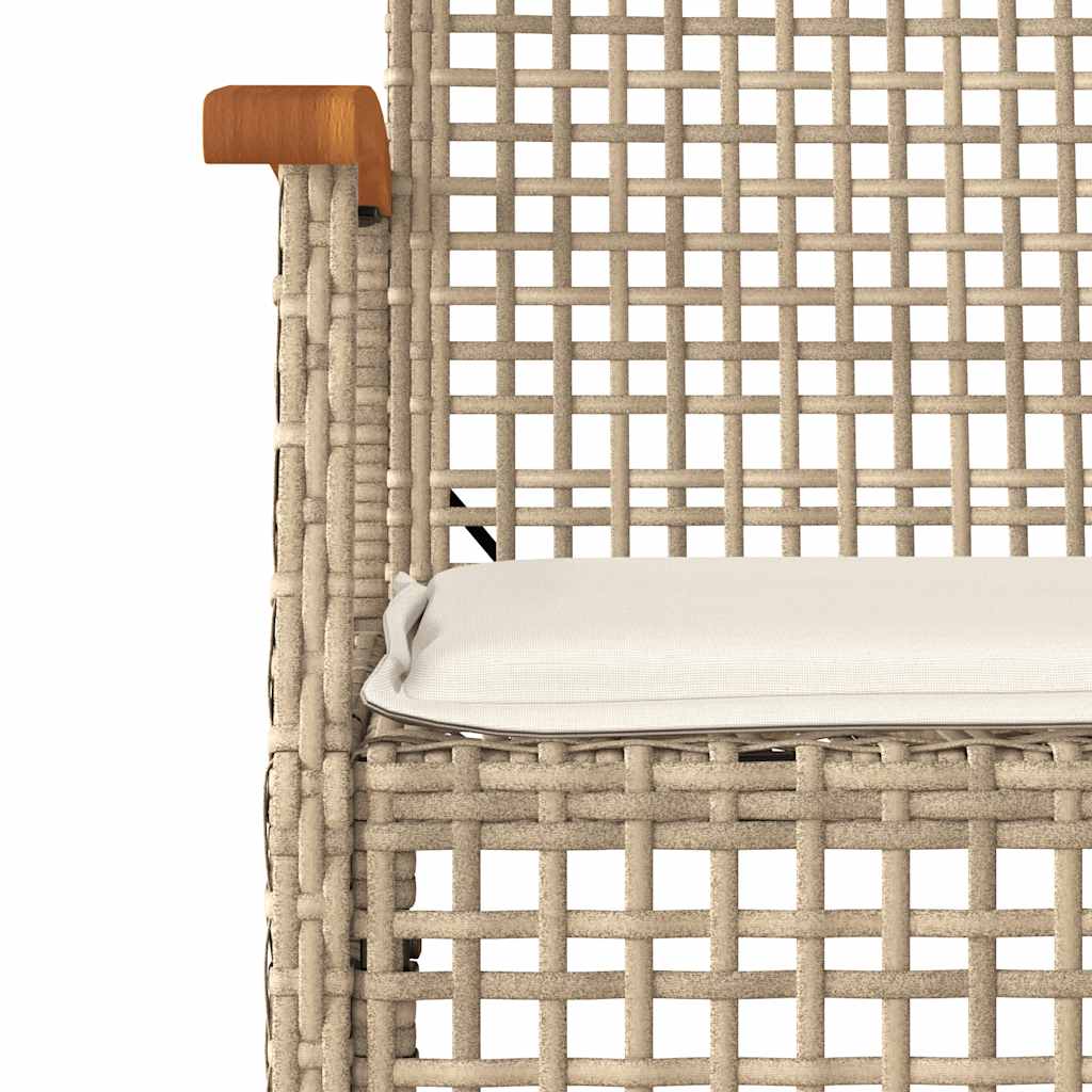 5-dijelni vrtni blagovaonski set od poliratana s jastucima bež 140 cm table length
