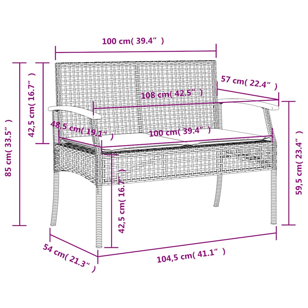 5-dijelni vrtni blagovaonski set od poliratana s jastucima bež 140 cm table length