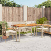 5-dijelni vrtni blagovaonski set od poliratana s jastucima bež 140 cm table length