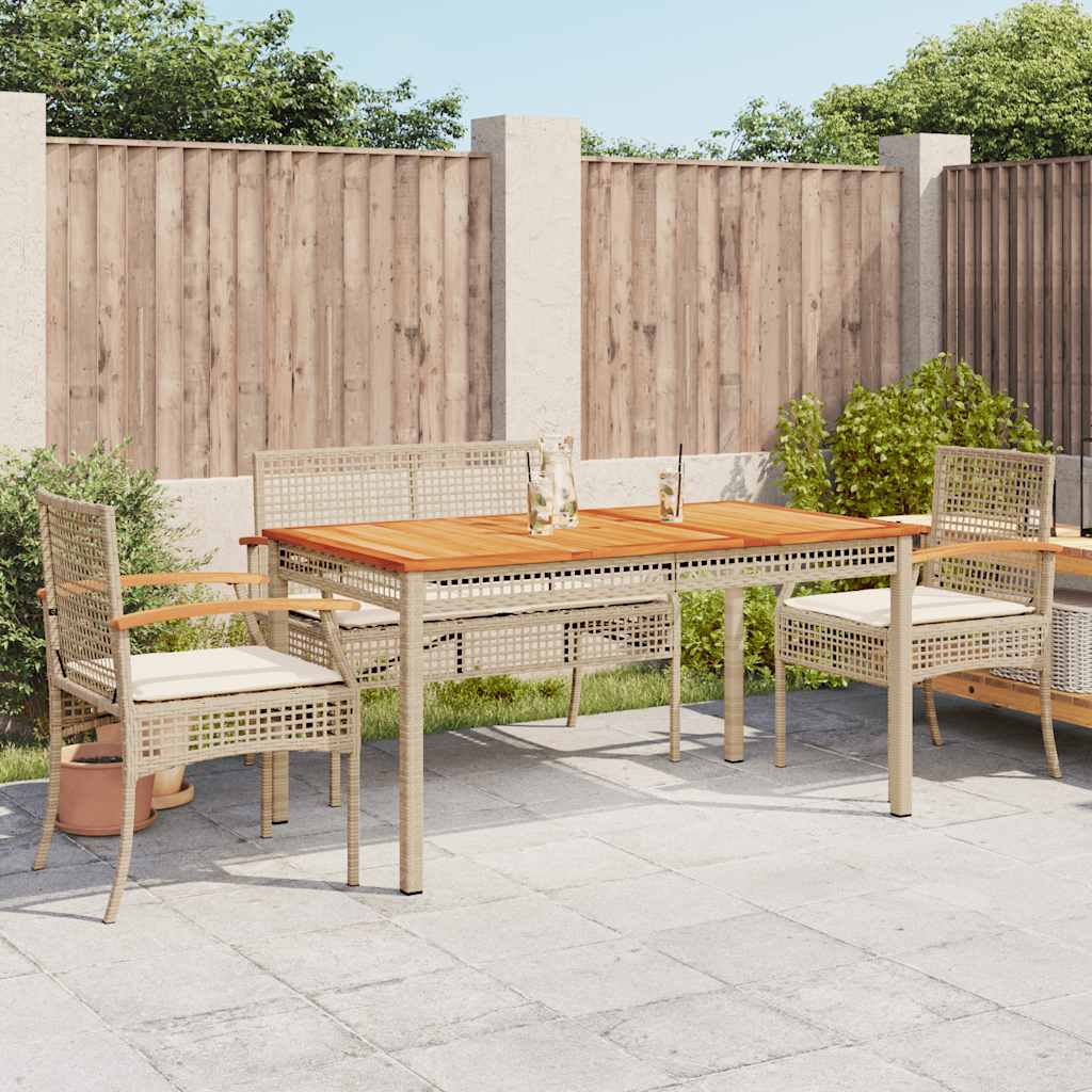 5-dijelni vrtni blagovaonski set od poliratana s jastucima bež 140 cm table length