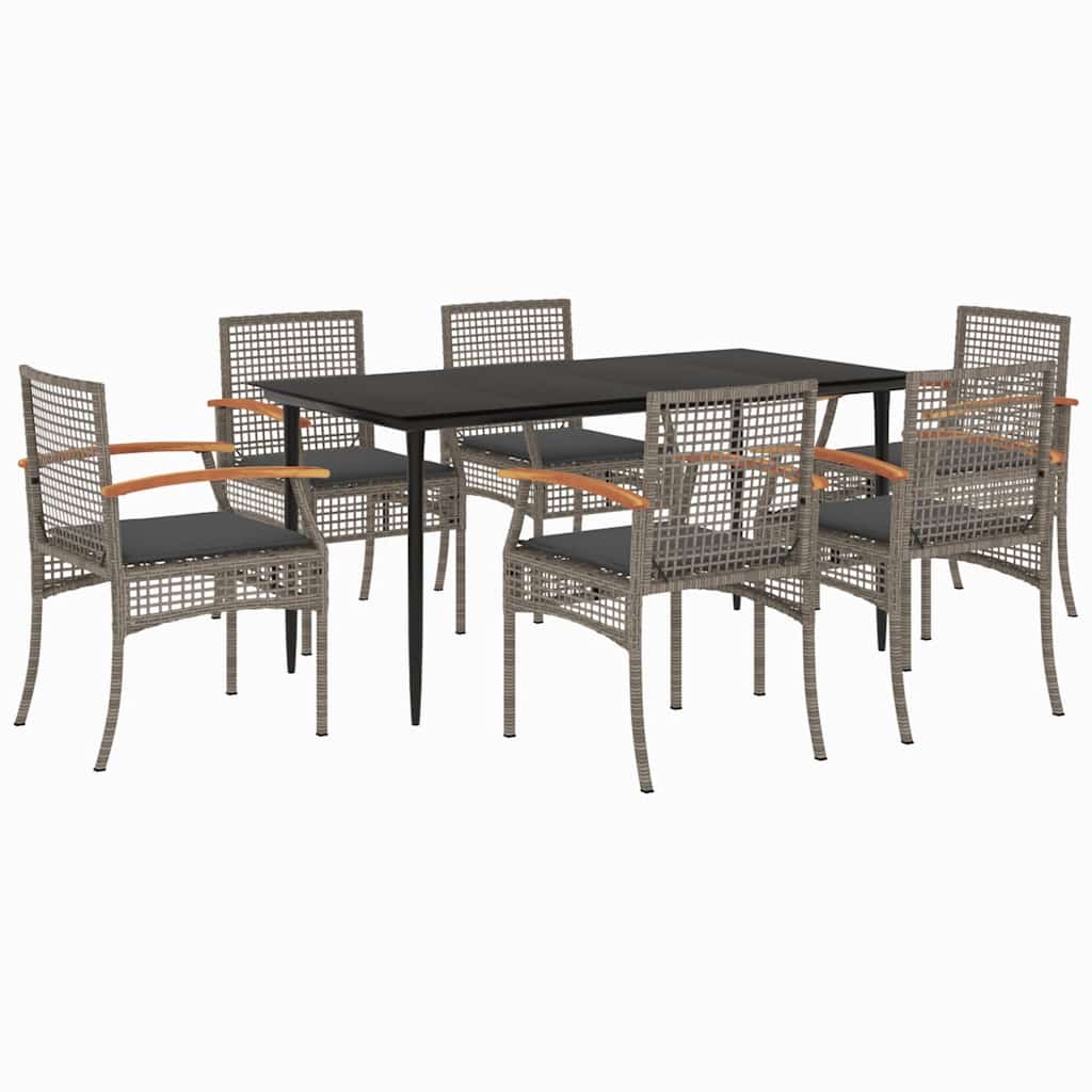 7-dijelni vrtni blagovaonski set sivi od poliratana Siva 160 x 80 x 74 cm