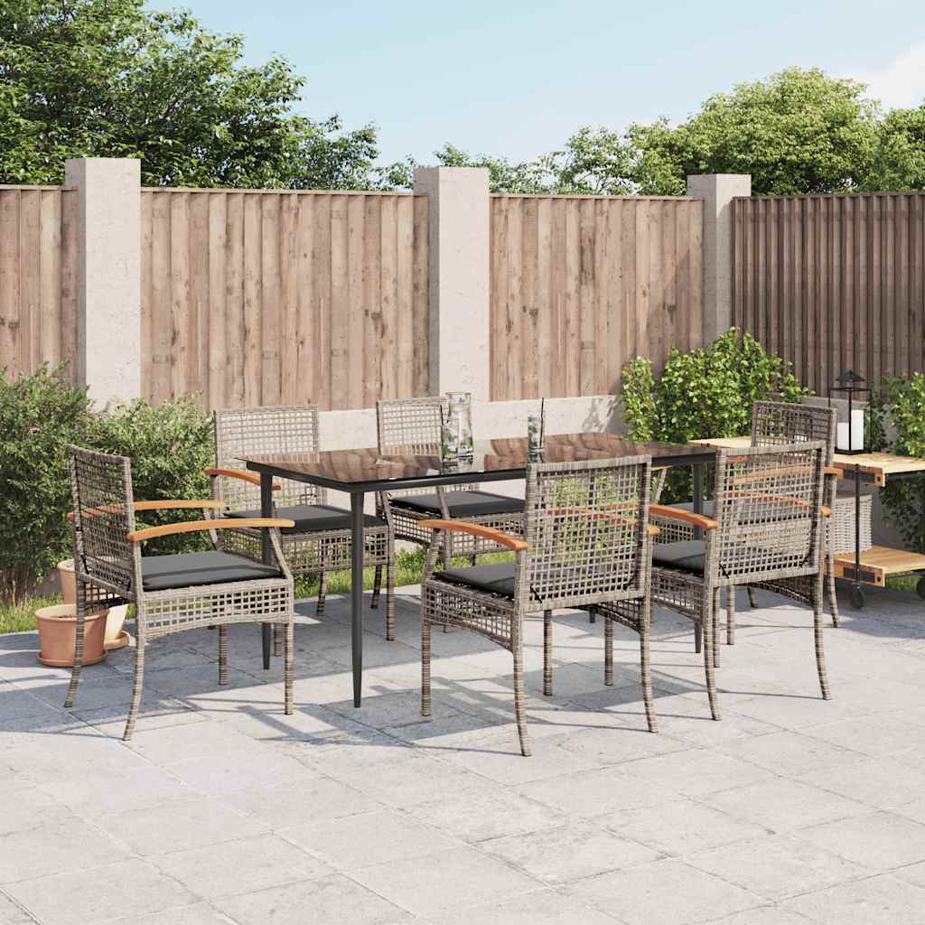 7-dijelni vrtni blagovaonski set sivi od poliratana Siva 160 x 80 x 74 cm