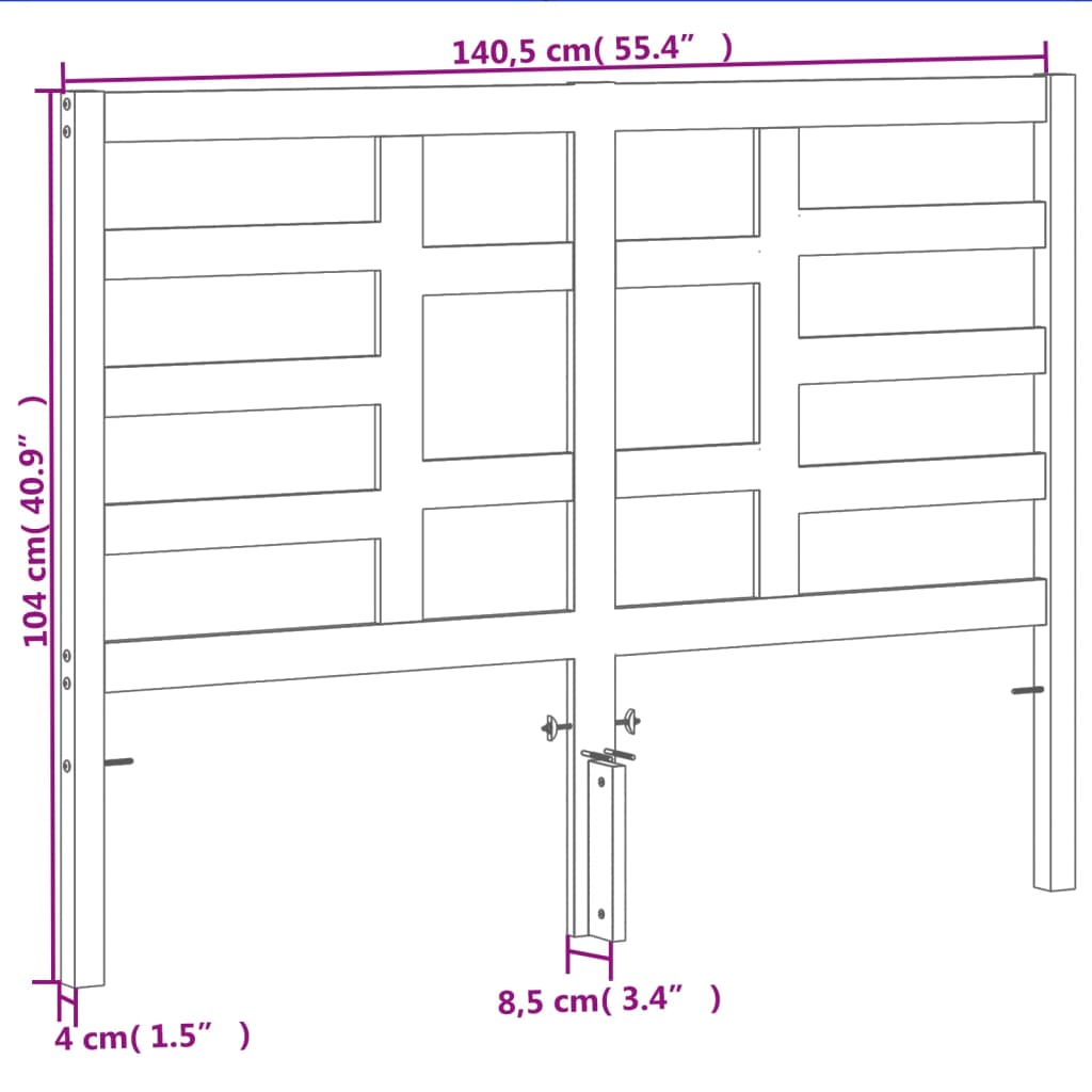 Uzglavlje voštano smeđe 135 cm od masivne borovine Smeđa 140.5 x 104 cm