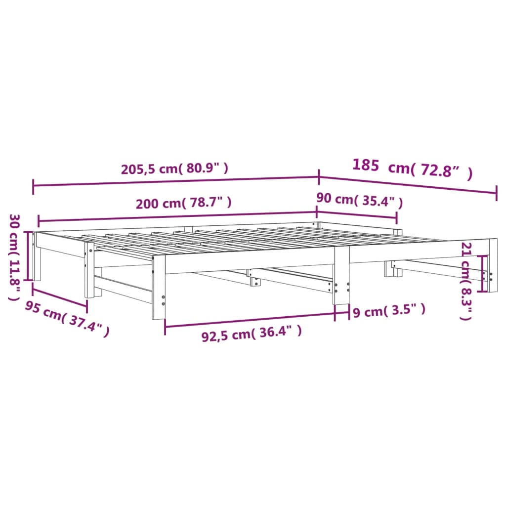 Dnevni krevet na razvlačenje voštano smeđi 90x200 cm